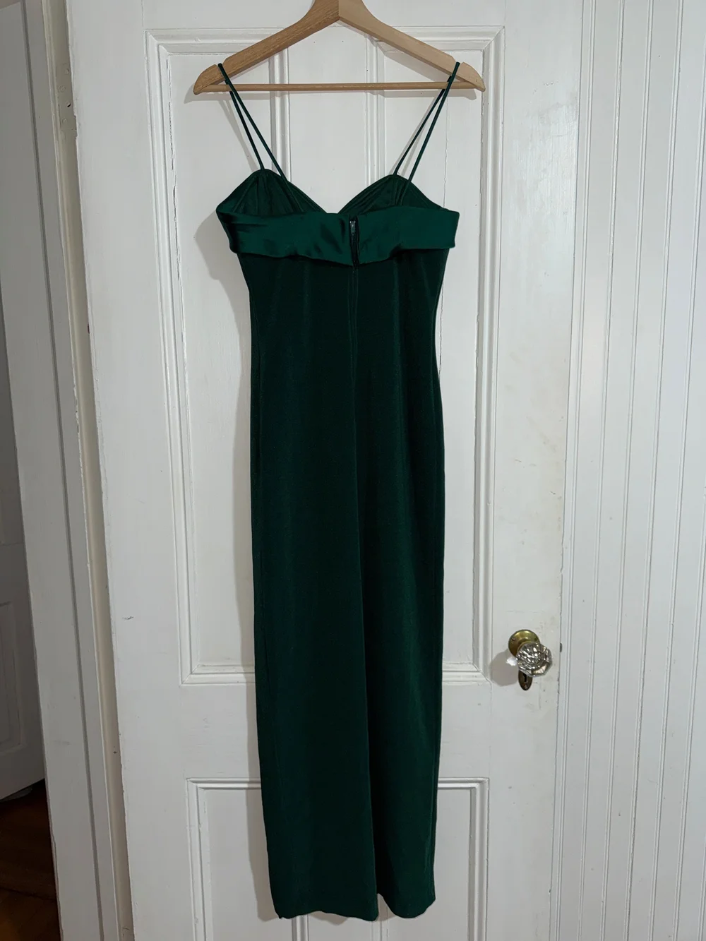 Vintage‎ Deep Green Spaghetti Strap Maxi Dress with Gold Buttons